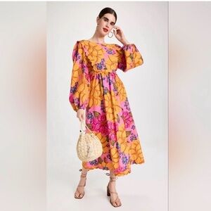 Farm Rio Flowers Garden Midi Dress